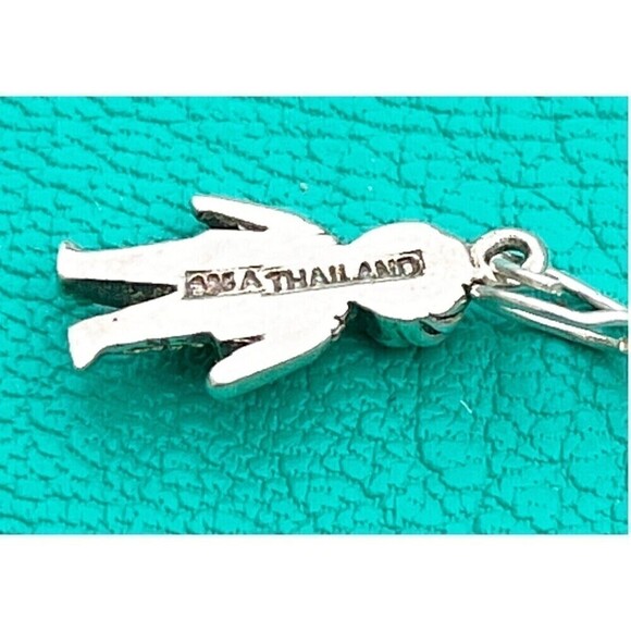 Vintage Sterling Silver Little Boy Charm 925 Pendant Blue Rhinestones Bling - Picture 3 of 6